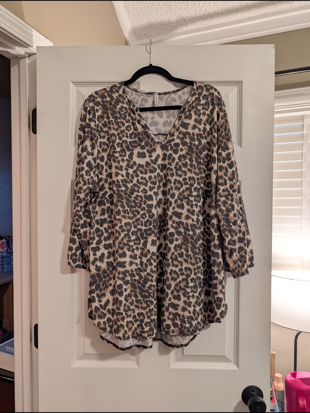 Acting Pro Leopard Print V-Neck Tunic - Beige & Black